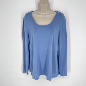Maison Jules Women's Long Sleeve Scoop Neck Tunic Top Size L Blue Stretchy